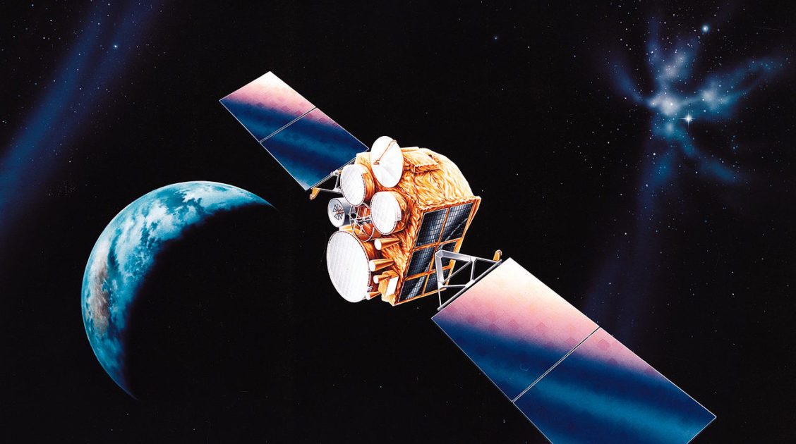 Modell eines modernen Kommunikationssatelliten